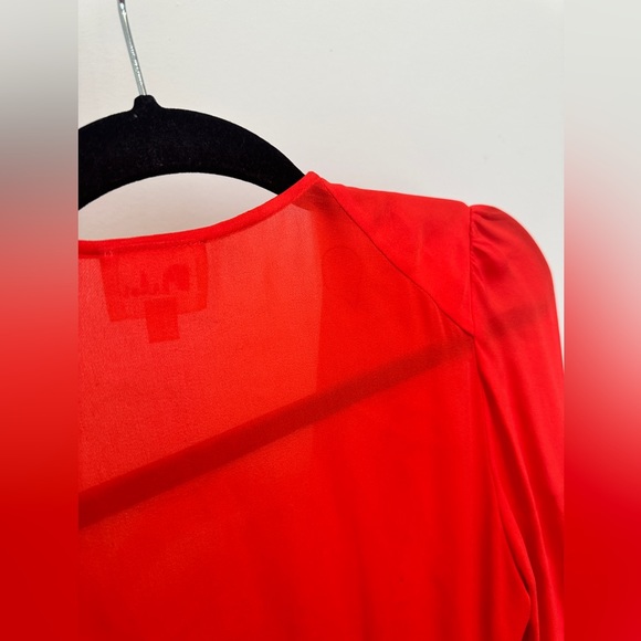 Parker red orange long sleeve SILK dress - Picture 6 of 12